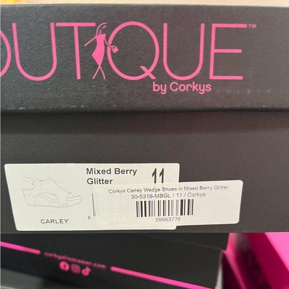 Corkys Pink Glitter Cork Wedge Sandal - Picture 3 of 3